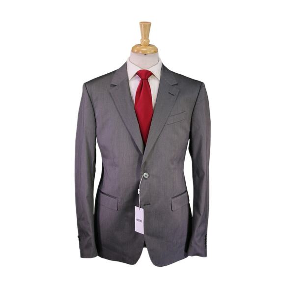 Moschino Couture Black/Silver Gray Tic Woven 2-Btn Cotton Suit Eu 54 - 44R New!